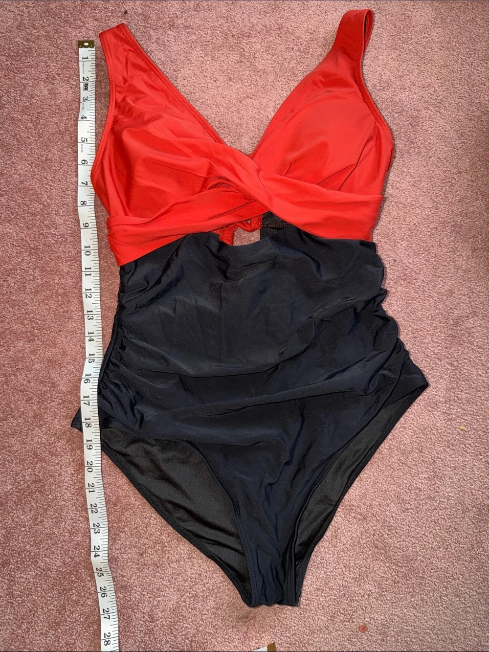 Red & Black One-Piece Swimsuit - Classic Colorblock